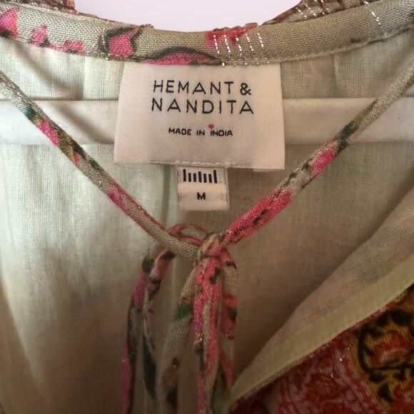 Hemant & Nandita Nora Floral Mini Dress in Sage Green - Picture 9 of 9